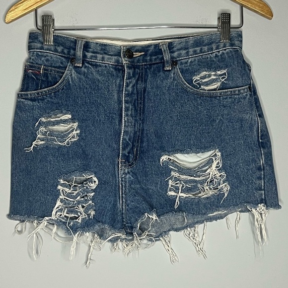 Coca-Cola Vintage Denim Distressed High Waisted Shorts 27/4 - Picture 2 of 10